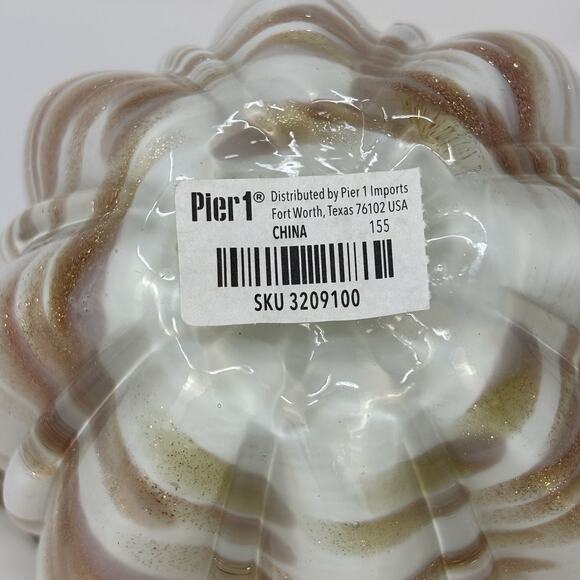 Pier 1 Glass Pumpkin Murano Style Lily Cottagecore Halloween Fall Autumn Home - Picture 4 of 9